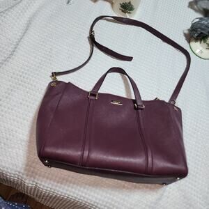 KATE SPADE XL LODEN NEWBURY LANE MERLOT SAFFIANO LEATHER TOTE BAG
